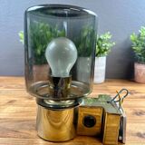 ERCO vintage lamp – smoked glass and chrome base – 1970s design