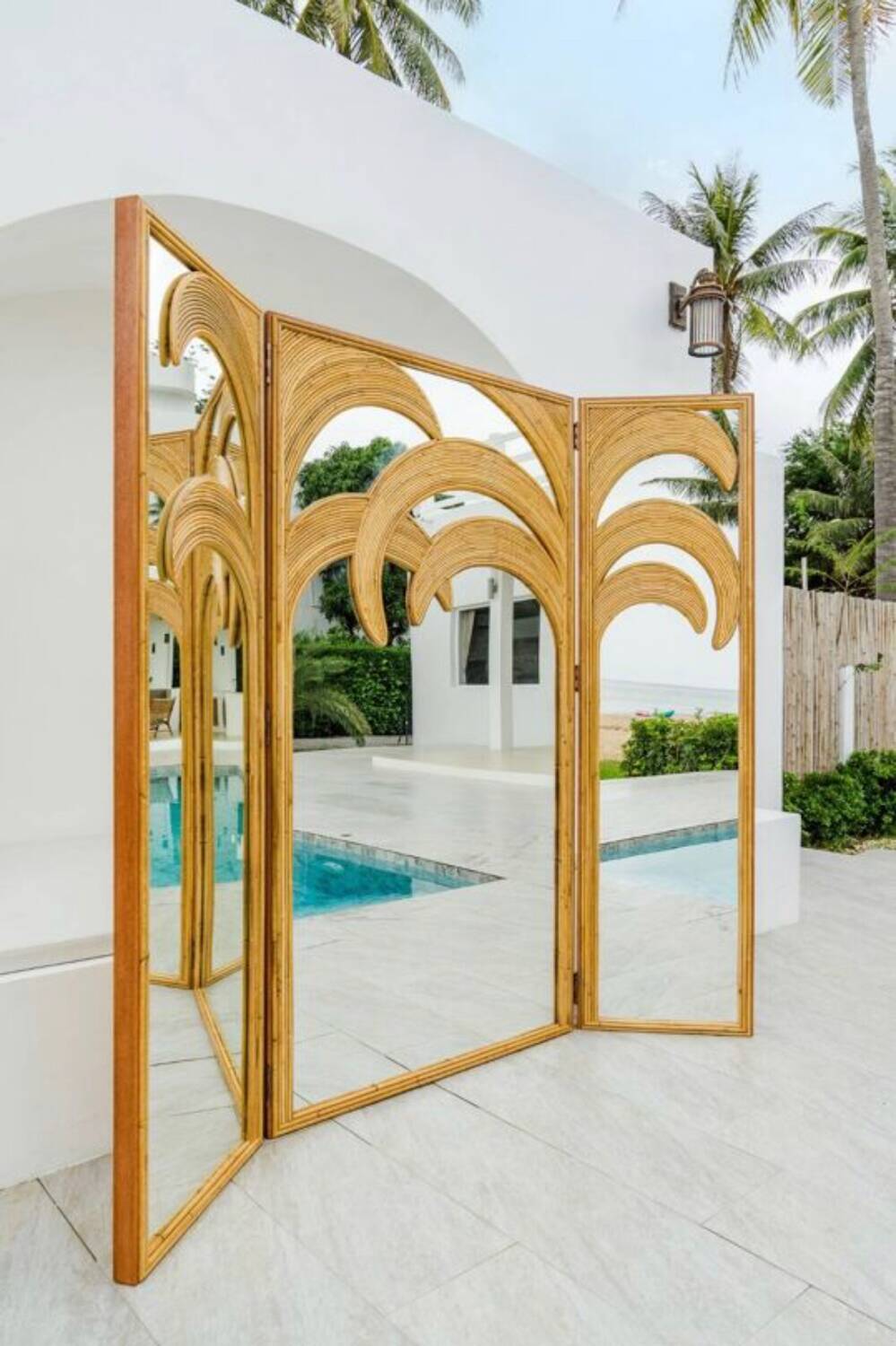 Mirror and rattan screen