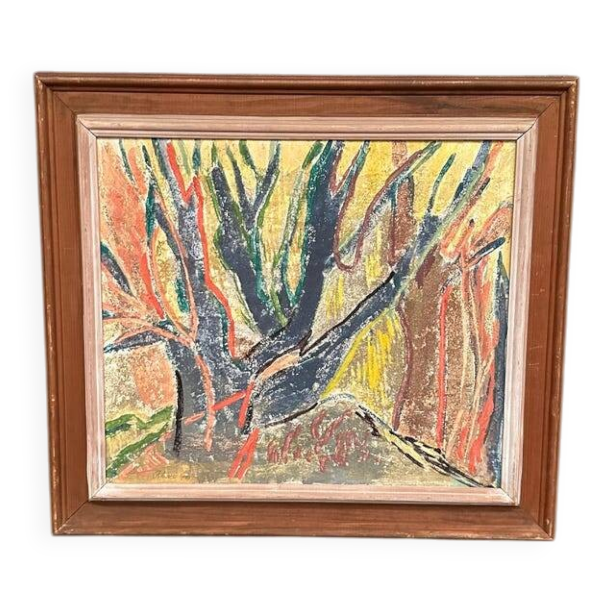 Original Swedish Oil on Panel – “Trees (Abstract Composition)” by Alam