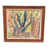 Original Swedish Oil on Panel – “Trees (Abstract Composition)” by Alam