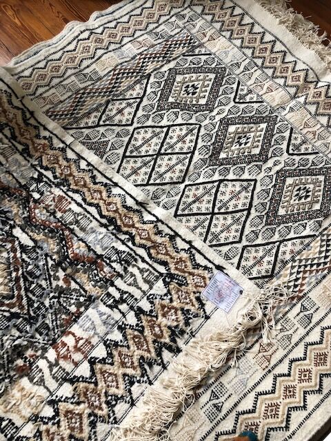 Authentic beige and brown margoum carpet