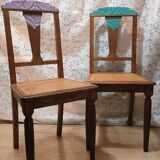 Two revamped art deco cane chairs