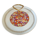Porcelain serving dish by Pillivuyt, Pop Art floral decoration, 1960-1970.
