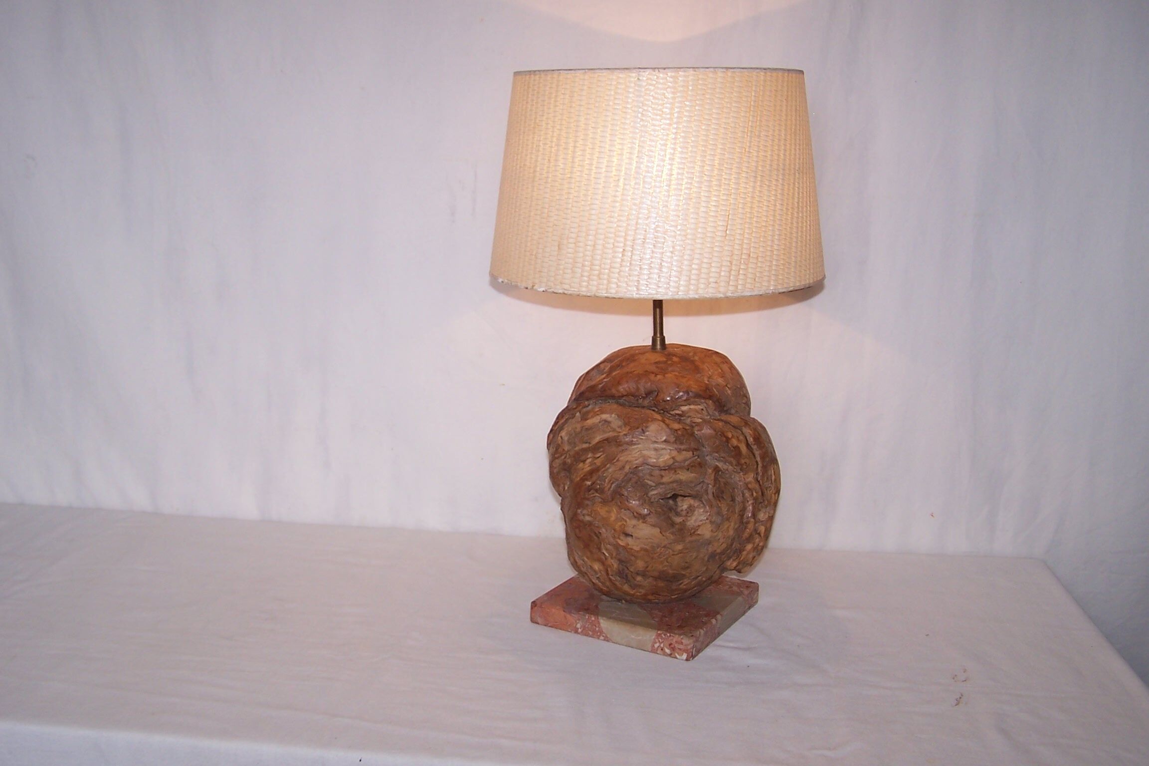 Sculptural lamp wood - marble - 60s