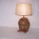 Sculptural lamp wood - marble - 60s