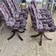 6 velvet and wood chairs from the 70s