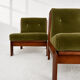 Guilleumas armchair. Upholstered in olive green velvet. Spain 70s