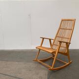 Mid-century German rattan rocking chair from Deutschen Werkstätten Hellerau, 1960s.