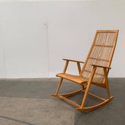 Mid-century German rattan rocking chair from Deutschen Werkstätten Hellerau, 1960s.