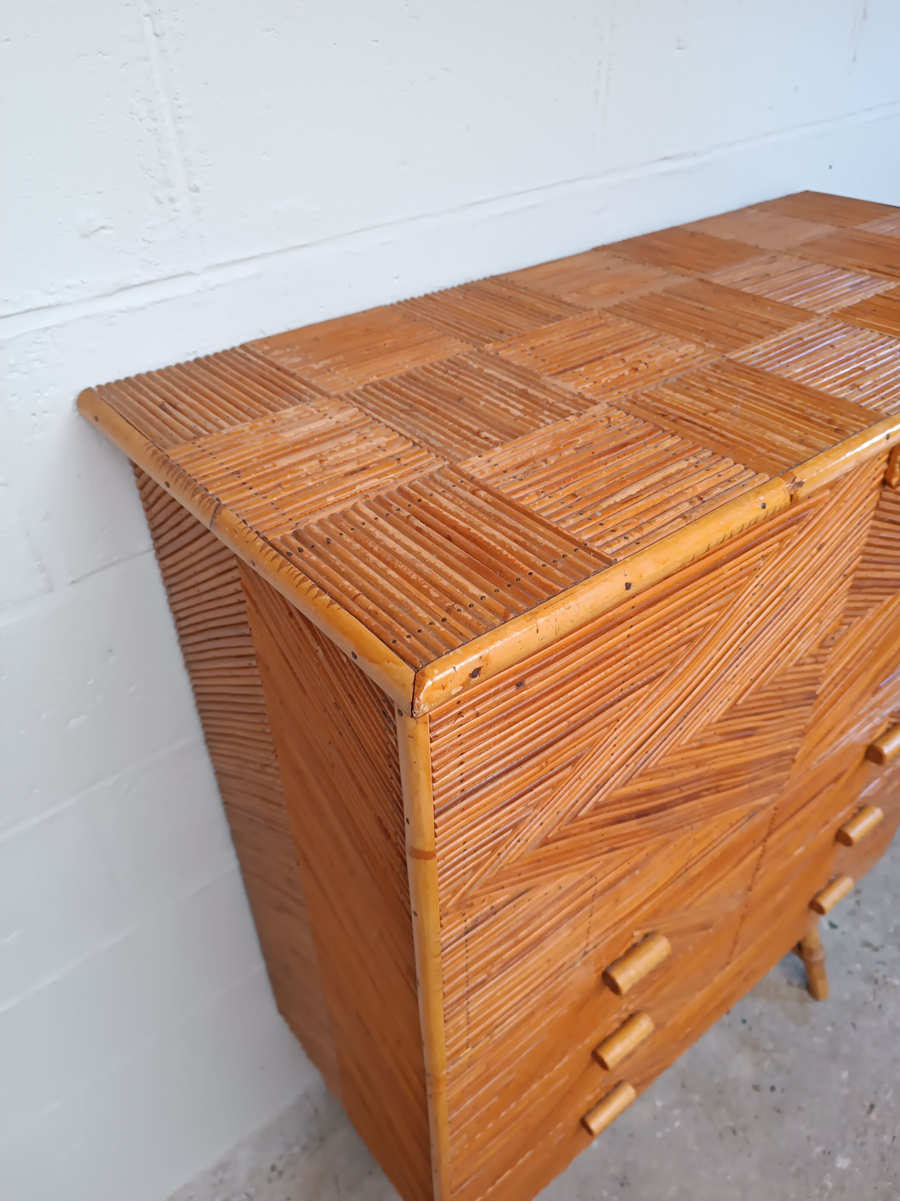 Bamboo and rattan secretary 50s / 60s
