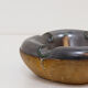 Longchamp mid-century ashtray in glazed ceramic and leather - France 1950s