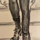 Tableau signé fusain portrait féminin mode « style Victorien »
