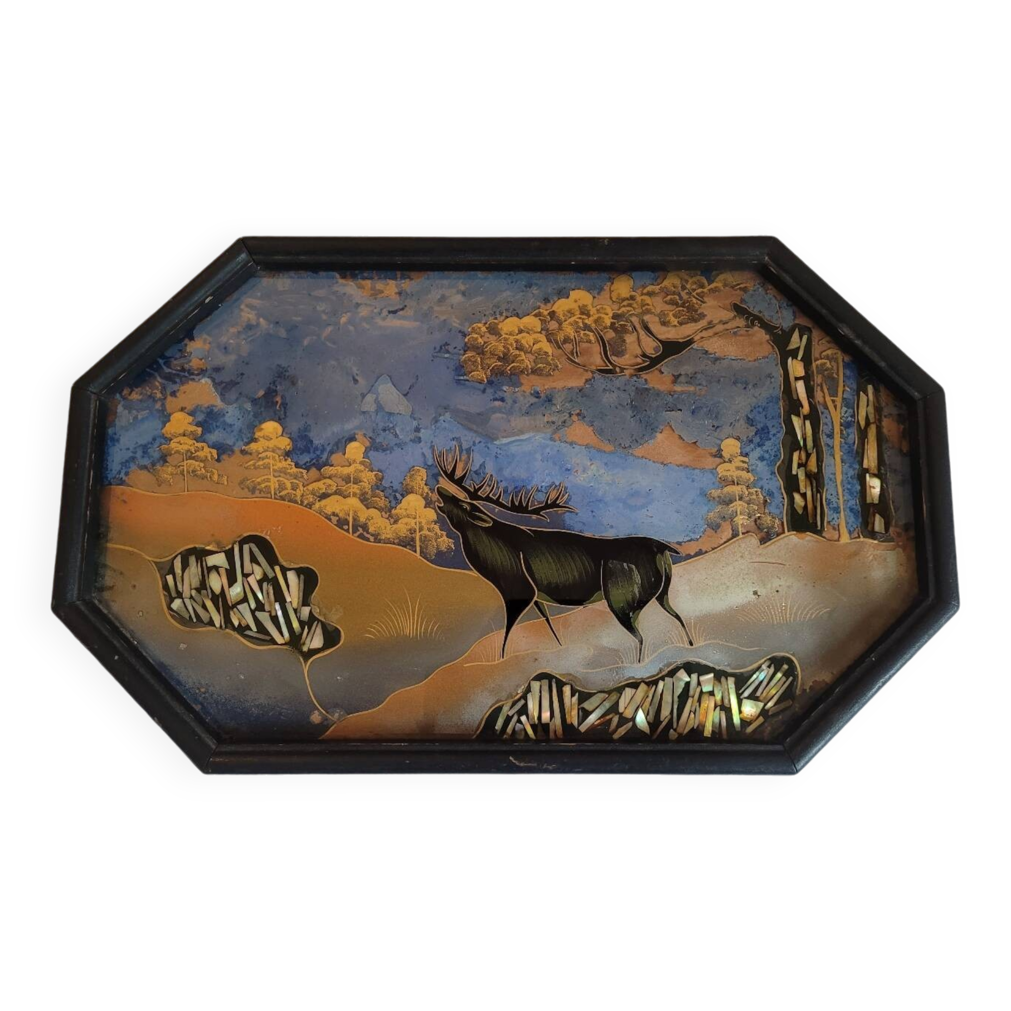Painted glass tray 1930