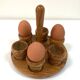 Set of 6 vintage olive wood egg cups