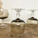 6 vintage smoked stemmed glasses