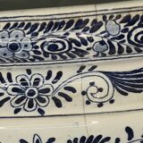 Delft earthenware planter with mill decoration