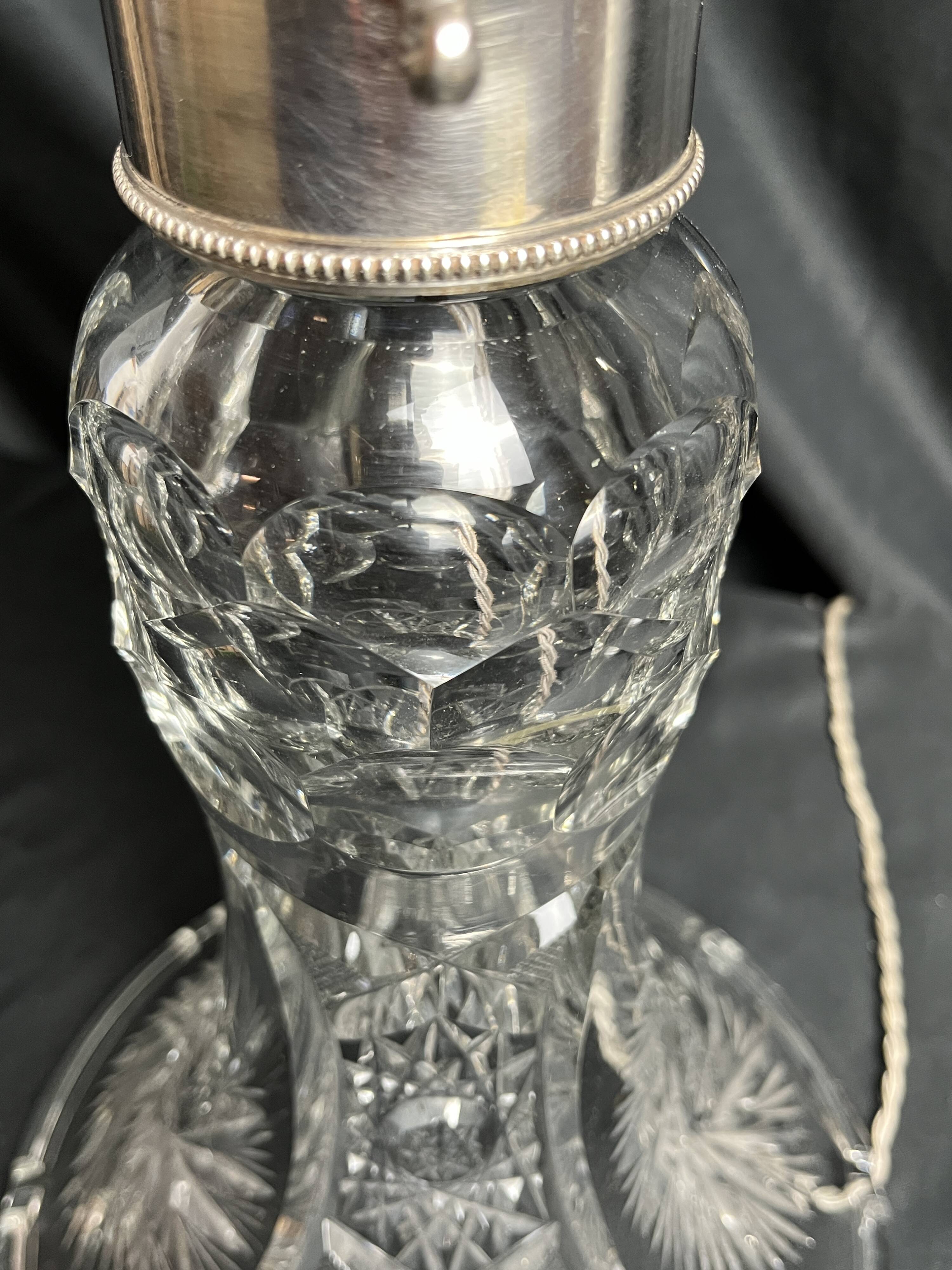 20th century crystal lamp with silver metal frame