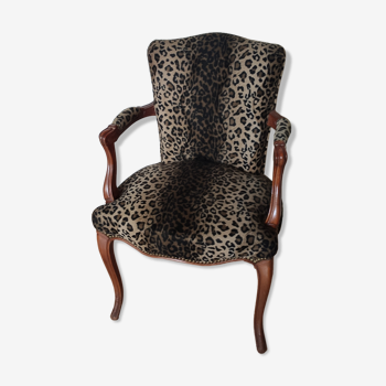 Antique armchair cabriolet leopard fabric