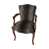 Fauteuil ancien cabriolet tissu léopard