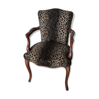 Antique armchair cabriolet leopard fabric