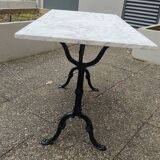Marble bistro table, cast iron base signed Godin, L 120 cm, made in France!