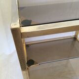 End table in metal gold chrome to three trays of smoked glass years 70/80