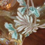 Ancien vase décor floral émaillé