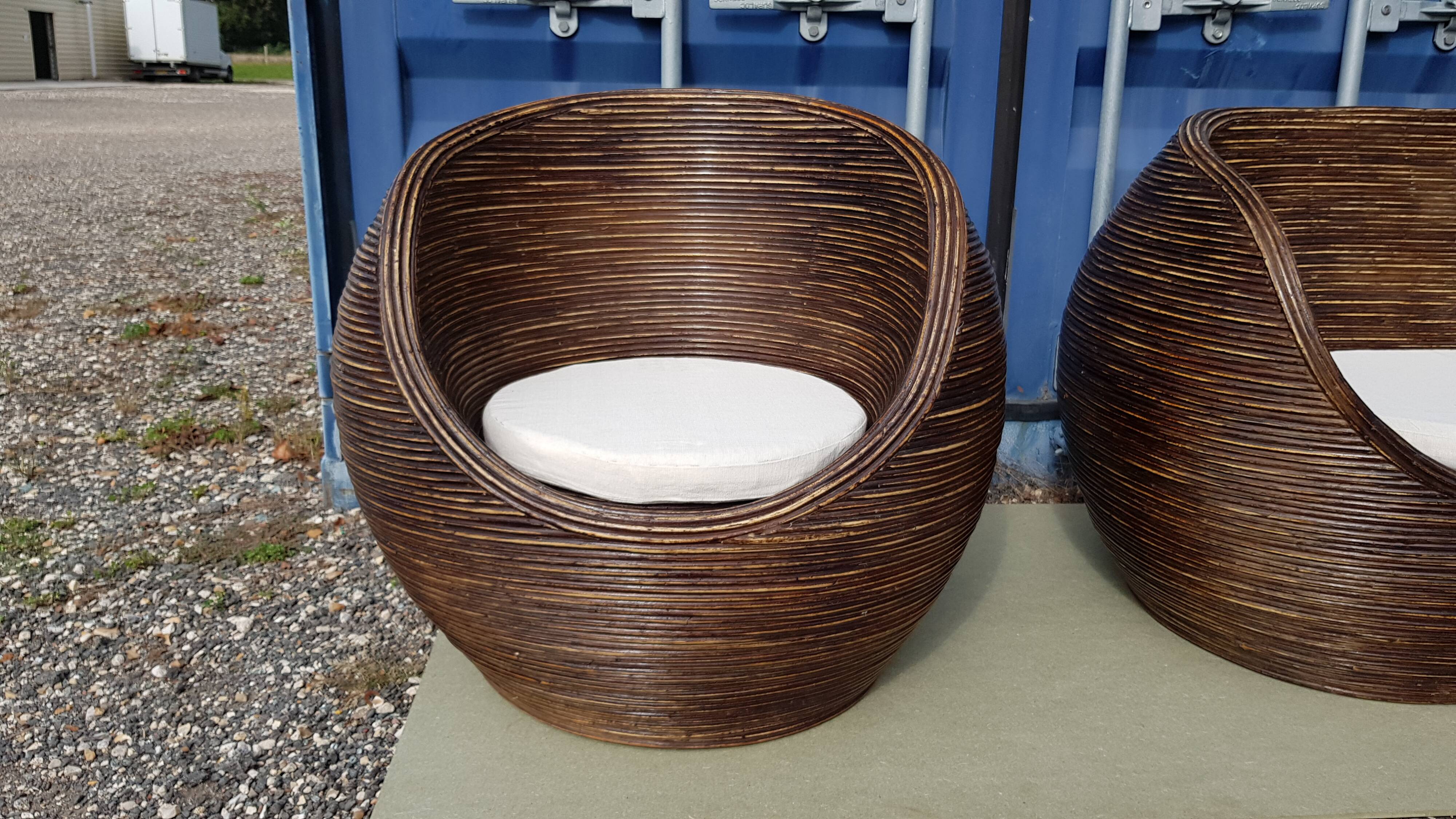 Set canapé sofa et ses 2 chauffeuses en rotin