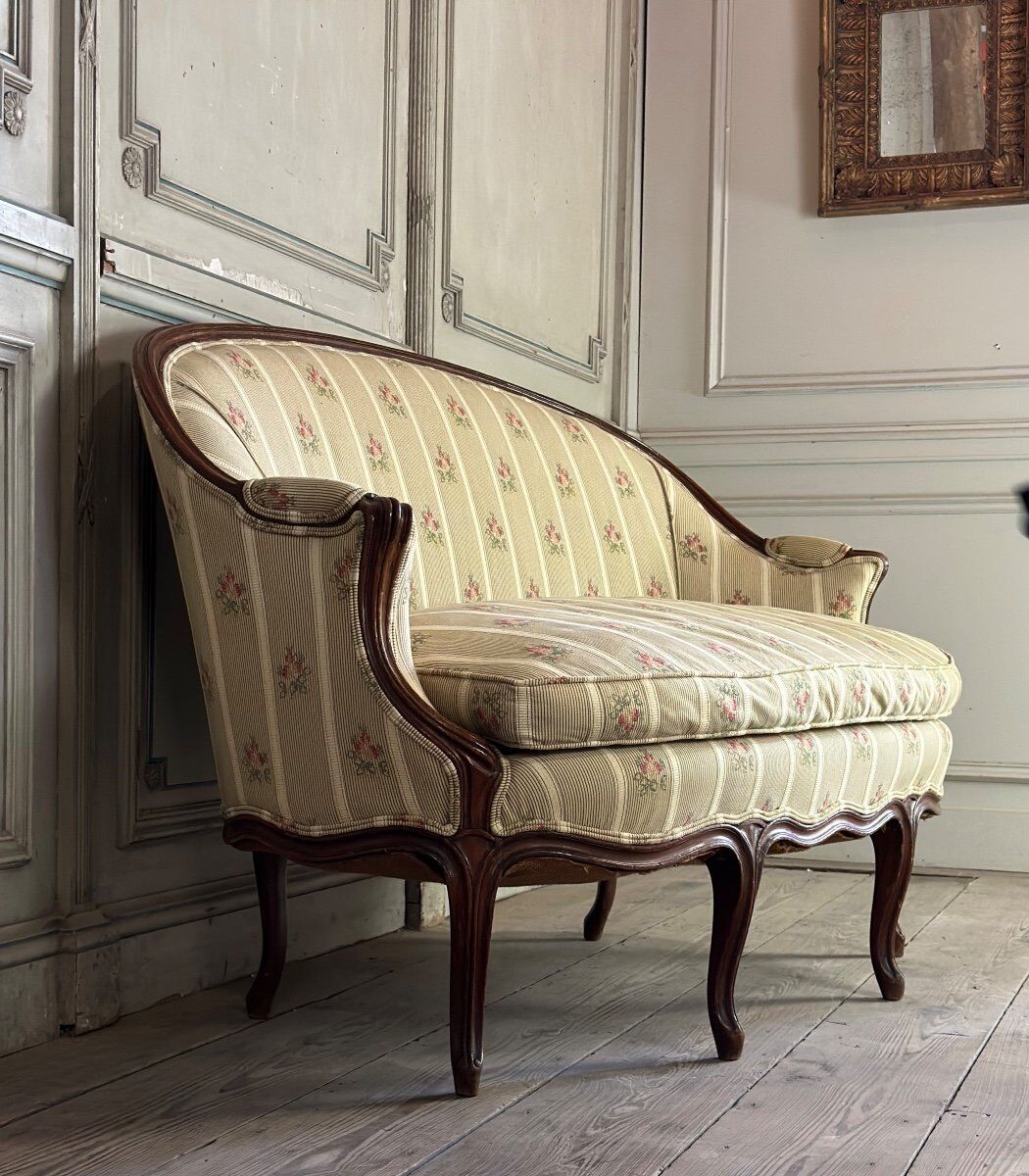 Louis XV style carved wooden basket bench, circa 1880