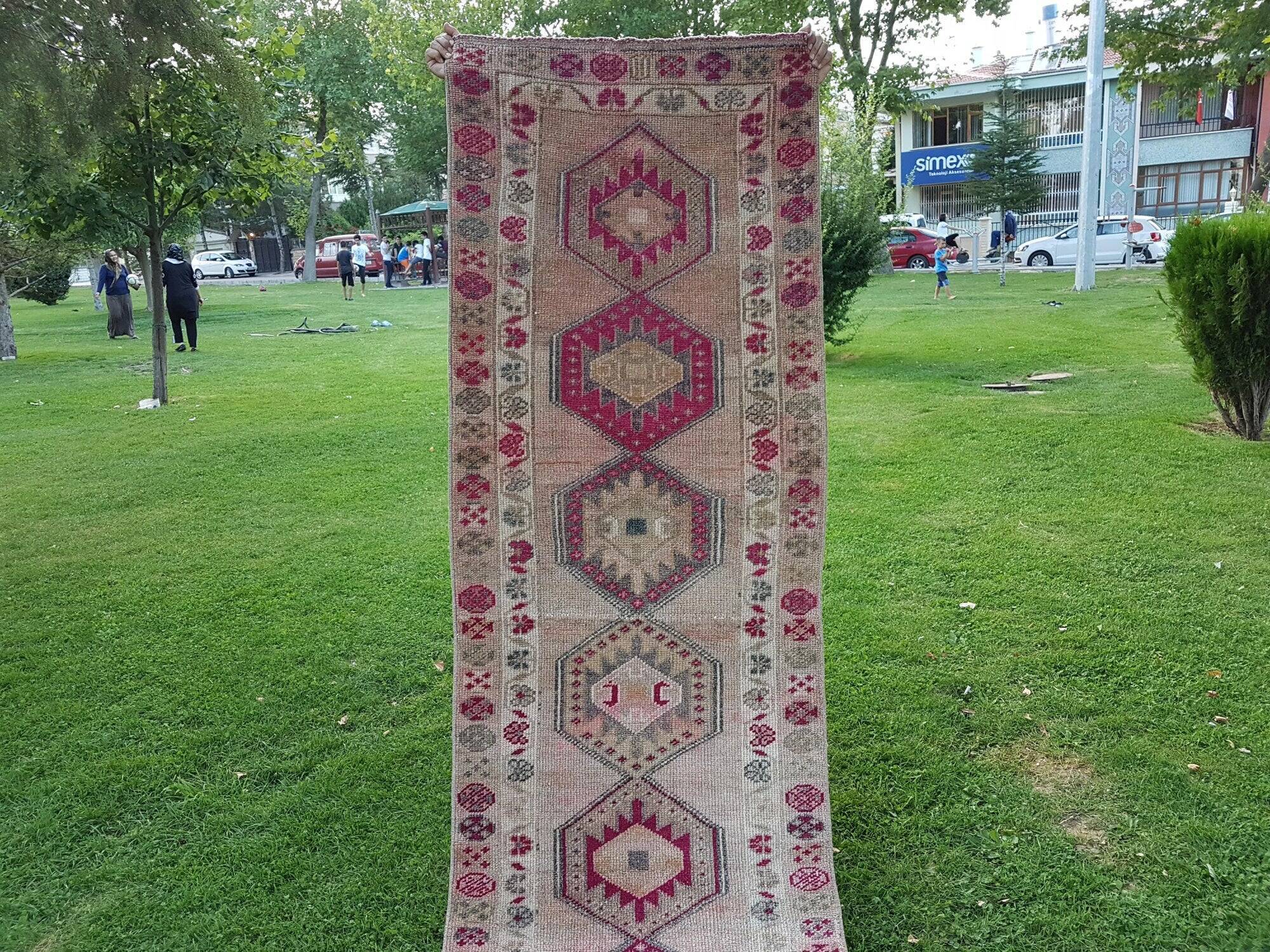 Vintage Turkish hallway rug 86x405 cm