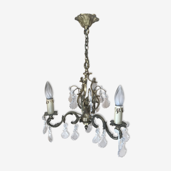 Bronze chandelier and 3-arm glass stamps