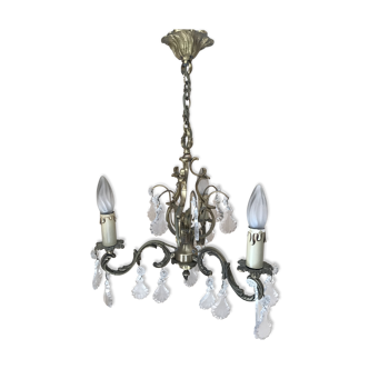 Bronze chandelier and 3-arm glass stamps