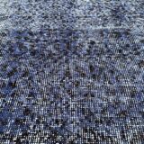 Distressed Turkish Narrow Runner 316 X 98 cm Wool Vintage rug, Over-dyed Navy Blue