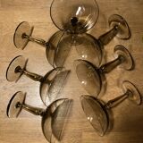 Lot of 7 champagne glasses smoked glass