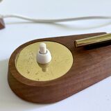 Pair of Scandinavian Lamps, Teak Glass