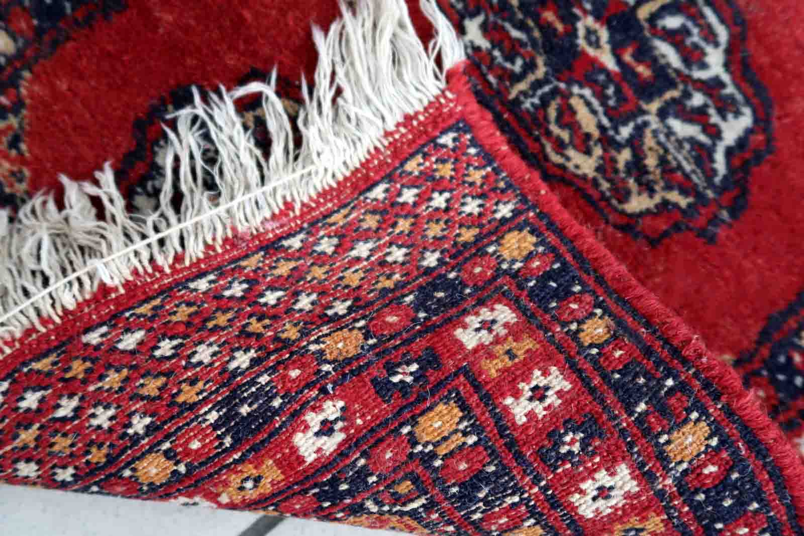 Vintage pakistani carpet lahore handmade 45cm x 86cm) 1970s