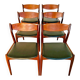 Danish vintage Arne Wahl Iversen teak and leather dining chairs model 26 - 1960s