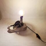 Lampe "otarie" art deco en bronze argenté