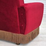 1970s, Danish highback armchair, original condition, red furniture velour.
