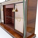 Meuble bar italien moderne du milieu du siècle de Luigi Brusotti avec miroir décoré