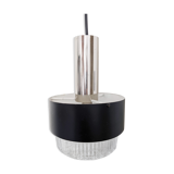 Vintage metal suspension black chrome and glass