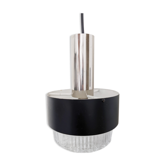 Vintage metal suspension black chrome and glass