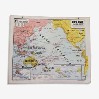 Carte géographique ancienne Océanie