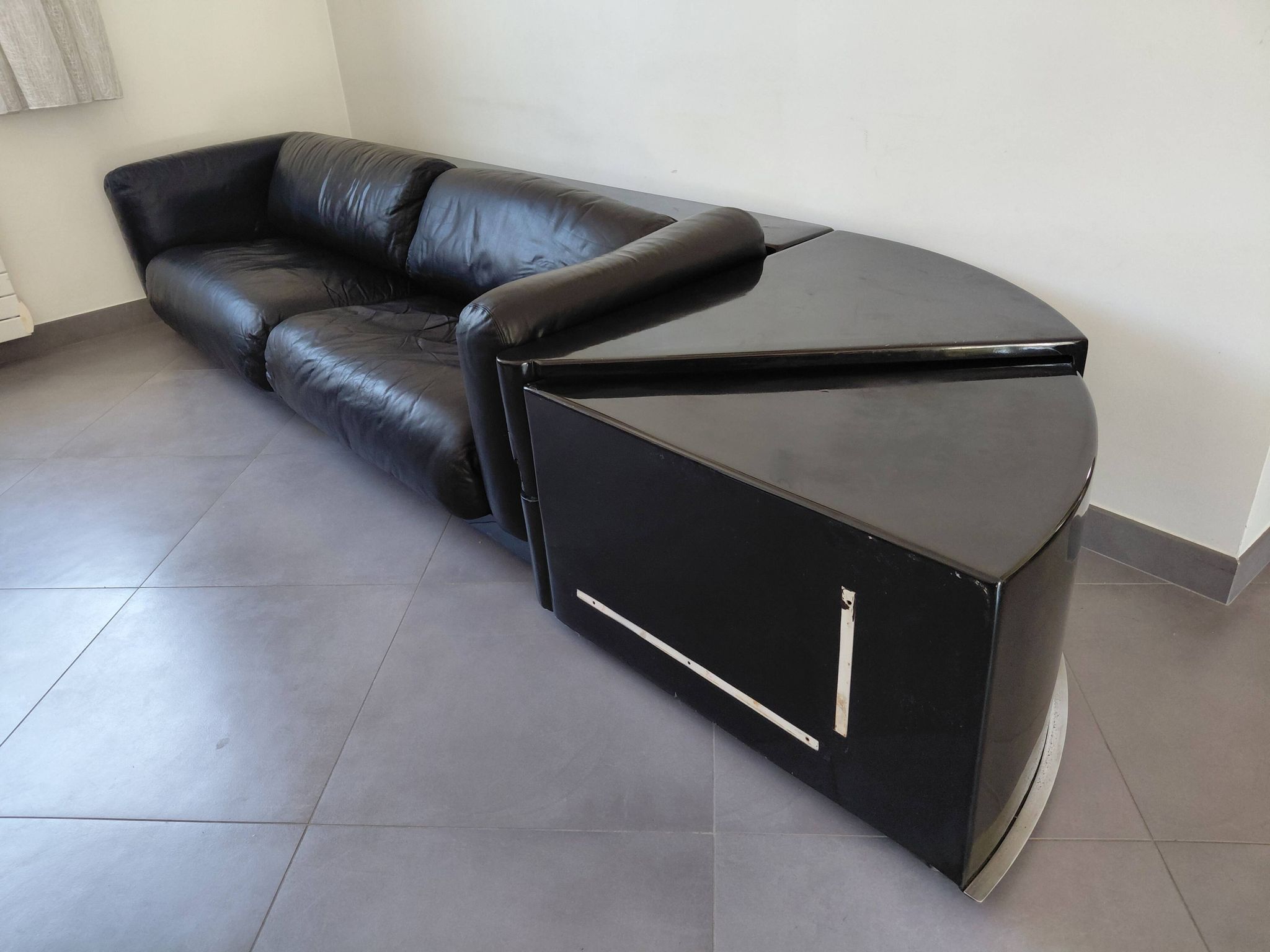 Cini Boeri - Gradual Lounge Sofa Black Leather Knoll/Gavina