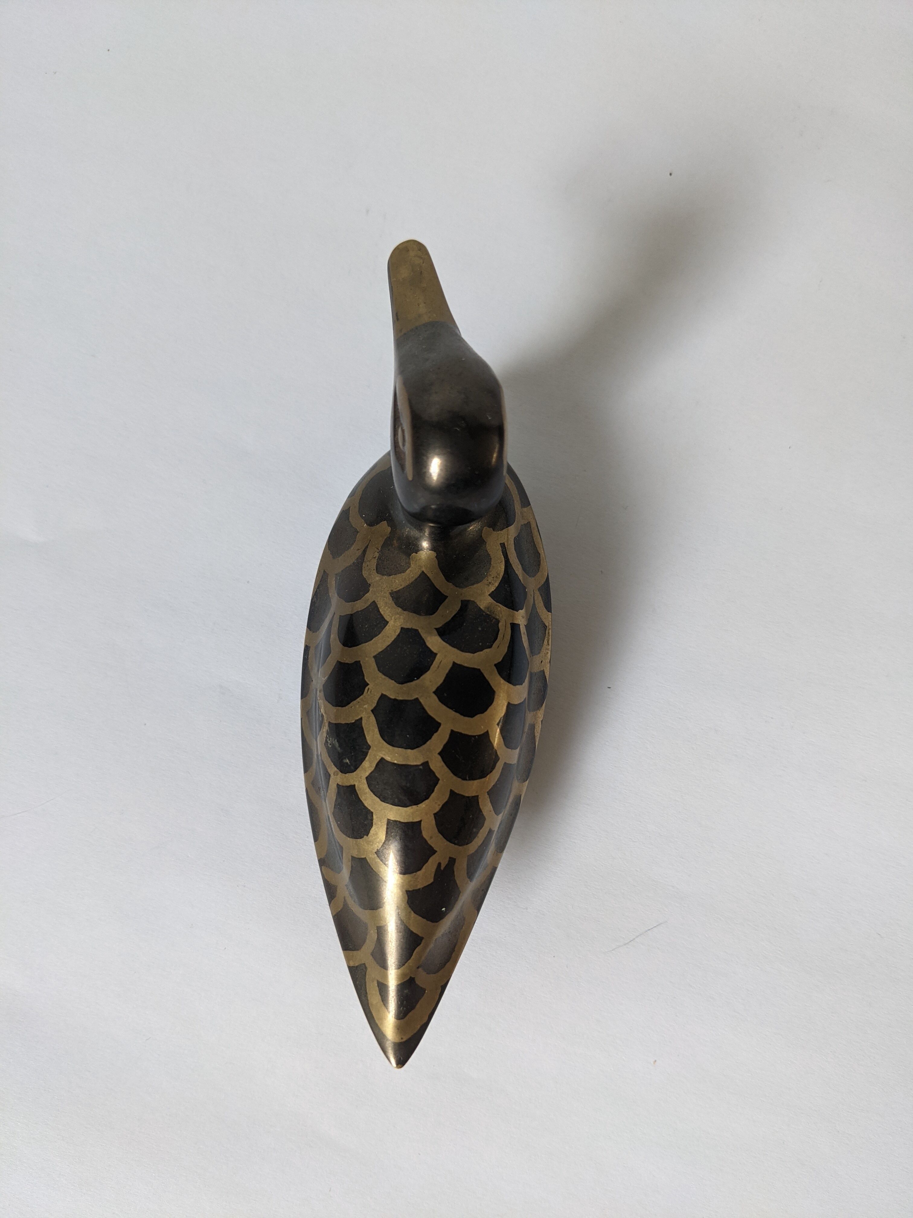 golden and brown brass duck - H: 6cm