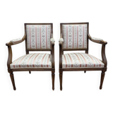 Paire de fauteuils à la reine de style Louis XVI