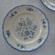 4 flat plates Keller & Guerin Luneville décor flowers Passionflower blue faience old