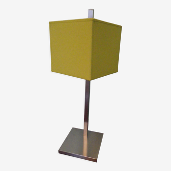 Lamp Stéphane Davidts Faras model, satin chrome, almond green lampshade - Belgium
