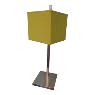 Lamp Stéphane Davidts Faras model, satin chrome, almond green lampshade - Belgium
