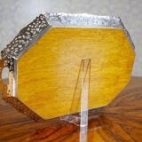 Early-20th Century Wooden Tray with Metal Openwork Border, 1950s